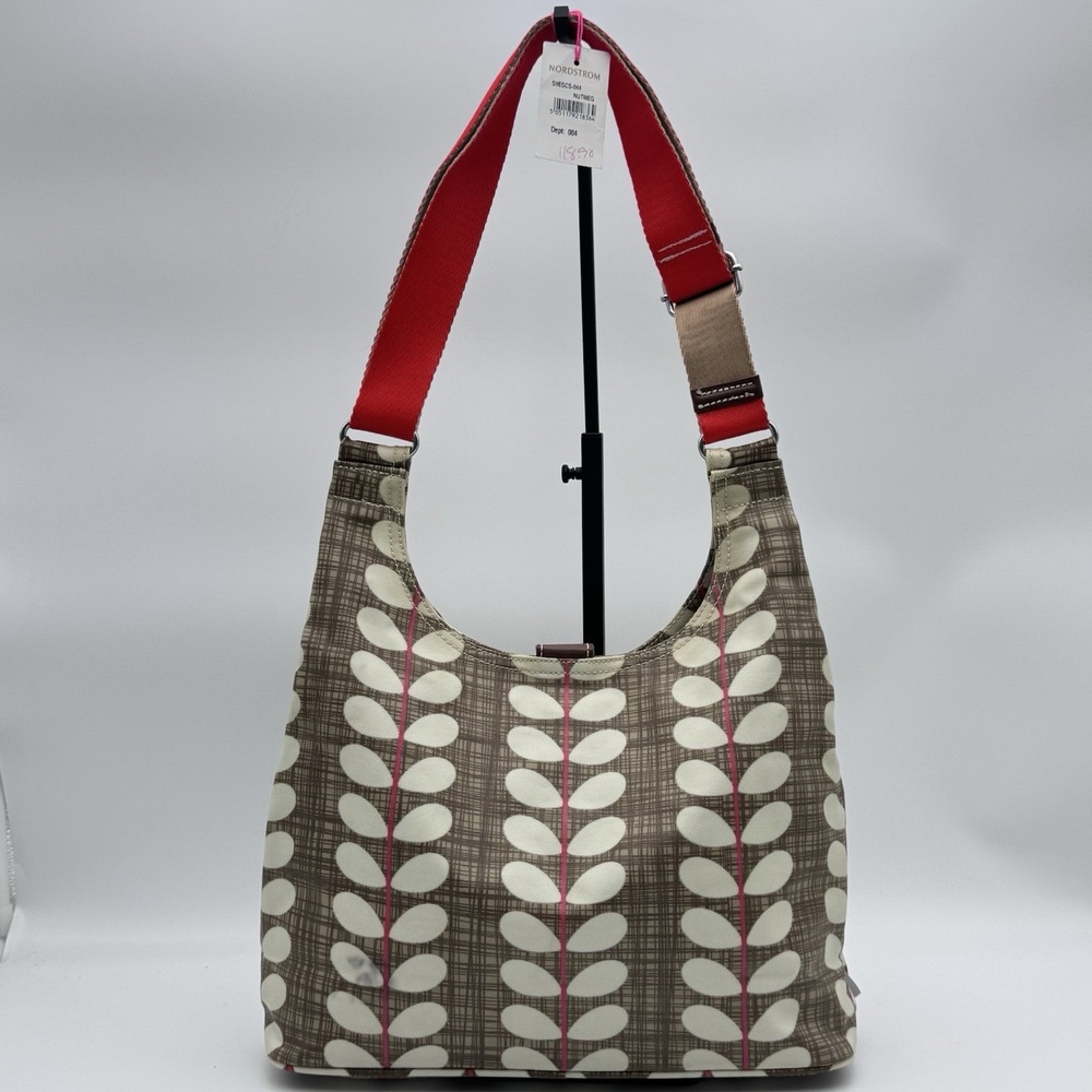 New Orla Kiely Midi Crossbody Bag Solid Stem Print Coated Canvas Shoulder Sling